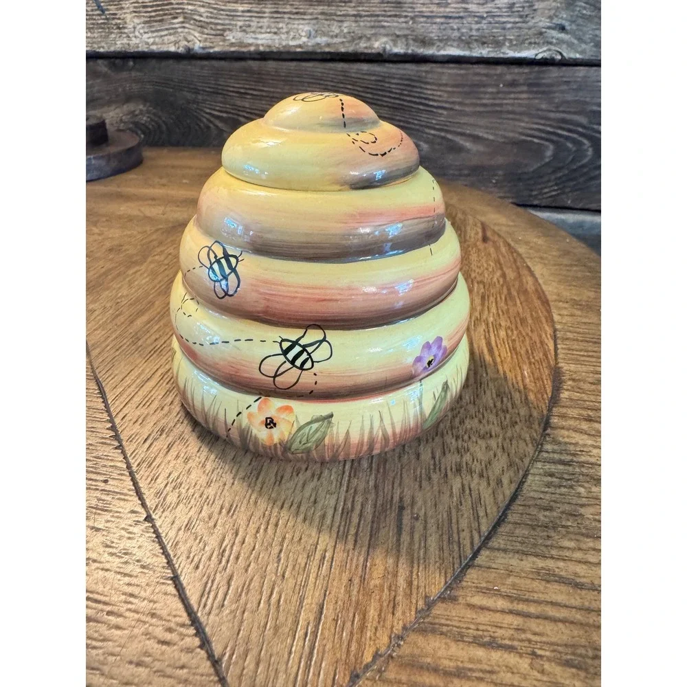 Cheri Lane Honey Bee Ceramic Beehive Honey Pot Jar Cherison‎ Enterprises 03028